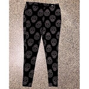 Torrid Plus Size 1 Skull Halloween Print Leggings Black Cotton Blend